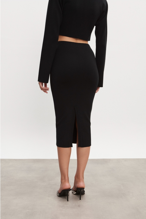 Product Image: HEAVEN KNITTED MIDI SKIRT BLACK