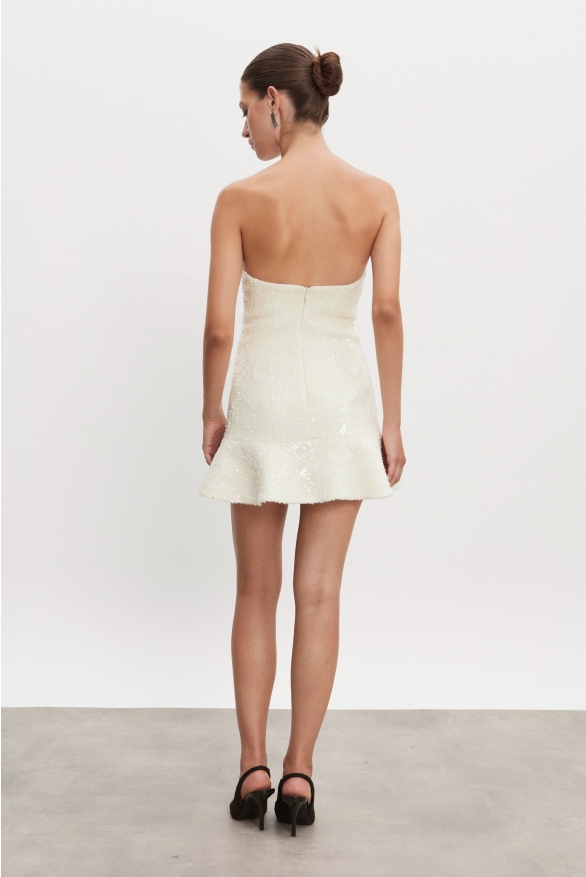 Product Image: ARROW STRAPLESS MINI DRESS OFF WHITE