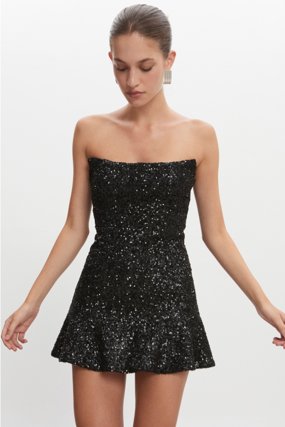 Product Image: ARROW STRAPLESS MINI DRESS BLACK