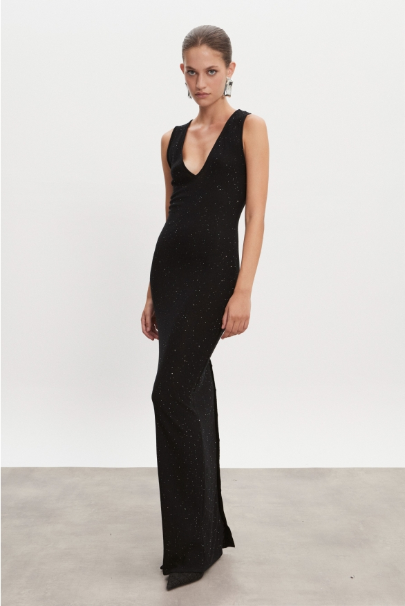 Product Image: MAGNETIC KNITTED MAXI DRESS BLACK