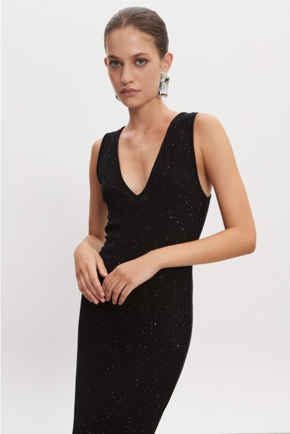 Product Image: MAGNETIC KNITTED MAXI DRESS BLACK