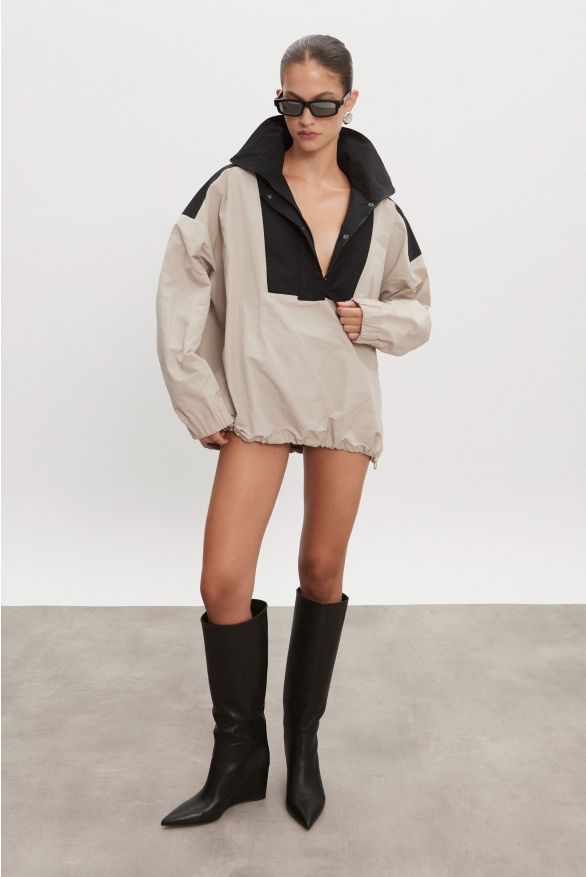 Product Image: PAOLO WIND ANORAK WOMEN GREIGE/BLACK