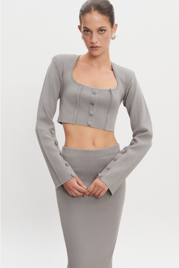 Product Image: HEAVEN KNITTED CARDIGAN TOP GREY