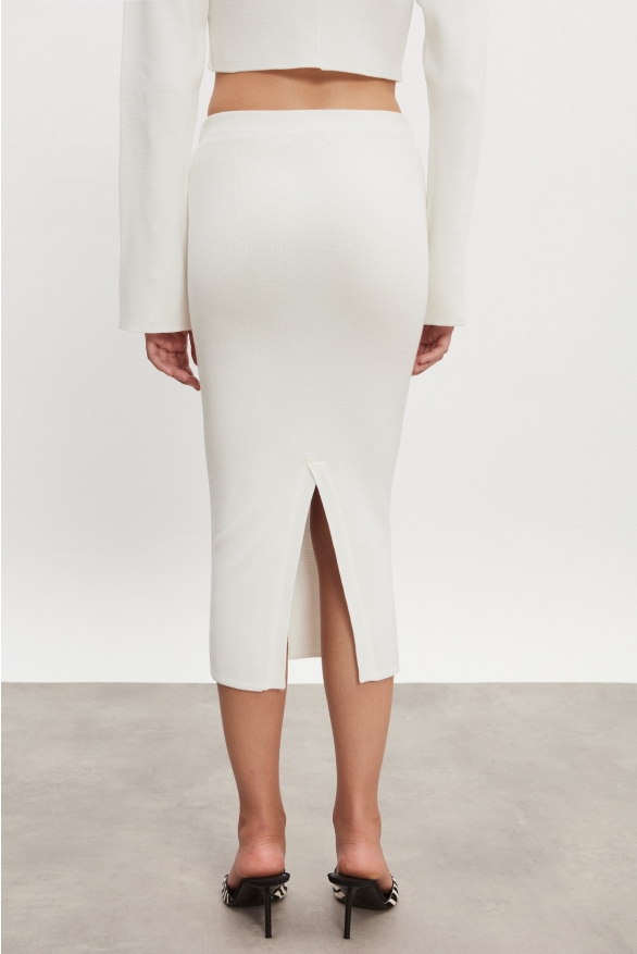 Product Image: HEAVEN KNITTED MIDI SKIRT OFF WHITE