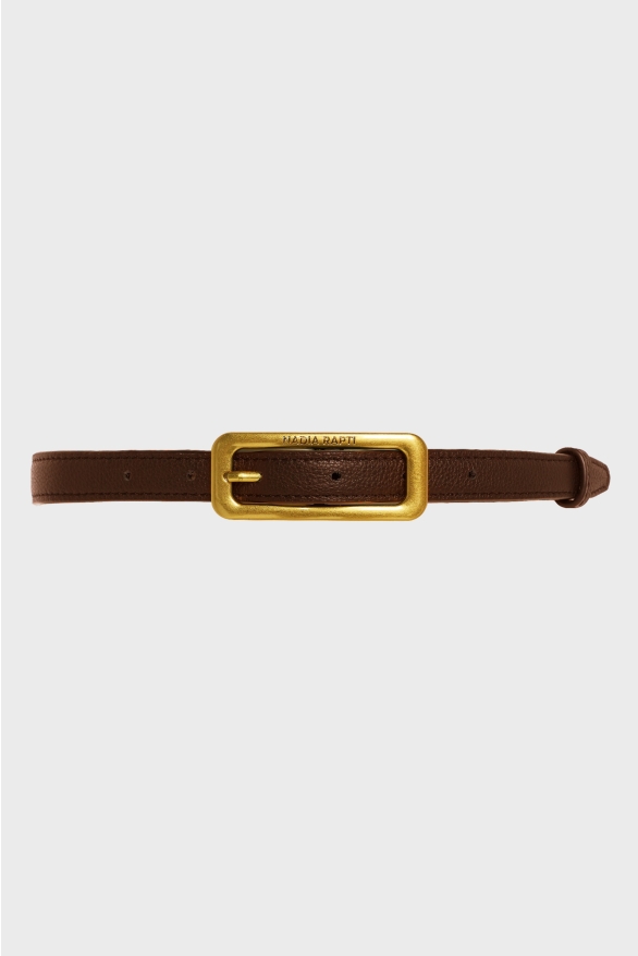 Product Image: SLIM LEATHER BELT RUSTIC BROWN
