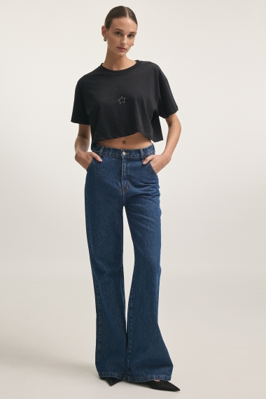 Product Image: HOLLYWOOD CROP T-SHIRT BLACK
