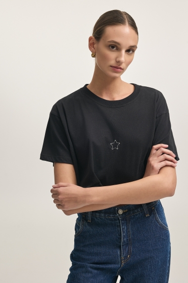 Product Image: HOLLYWOOD CROP T-SHIRT BLACK