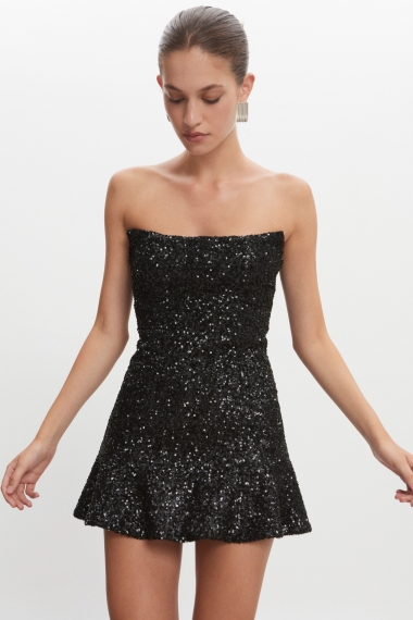 Product Image: ARROW STRAPLESS MINI DRESS BLACK