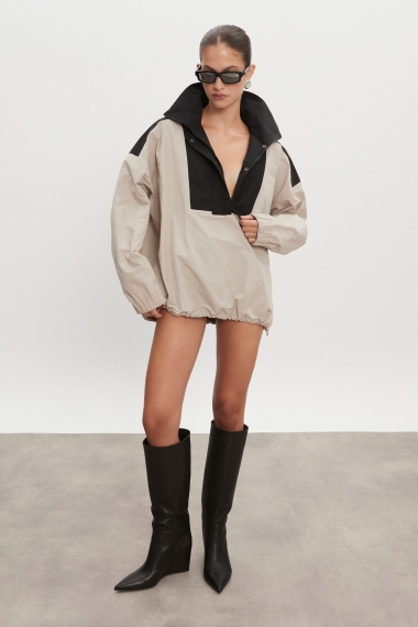 Product Image: PAOLO WIND ANORAK WOMEN GREIGE/BLACK