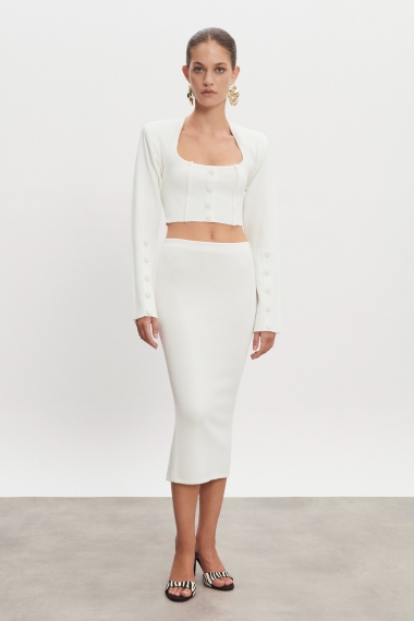 Product Image: HEAVEN KNITTED MIDI SKIRT OFF WHITE