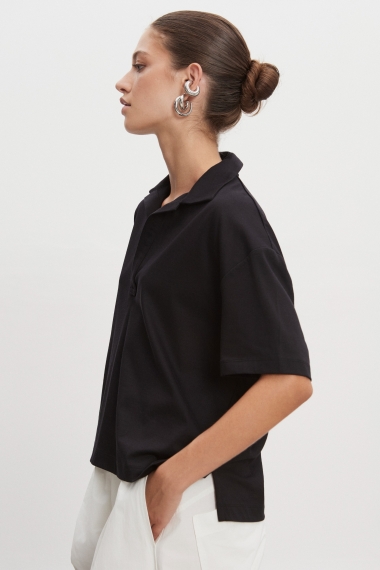 Product Image: JAZZ POLO BLOUSE WOMEN/MEN BLACK