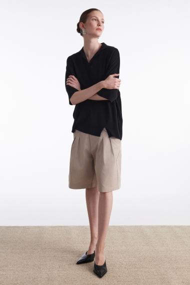 Product Image: FINE LINE KNITTED POLO SHIRT BLACK