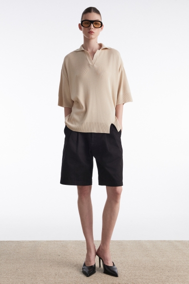 Product Image: FINE LINE KNITTED POLO SHIRT BEIGE