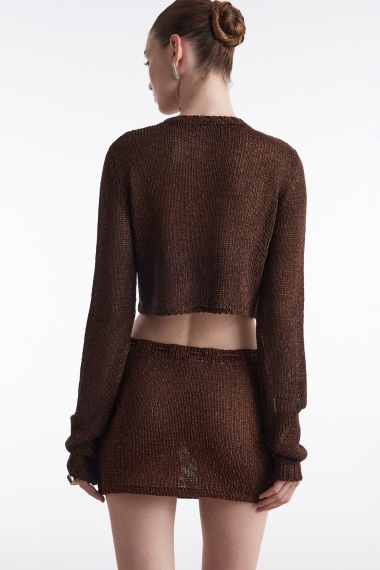 Product Image: VOYAGE KNITTED CROP TOP BROWN
