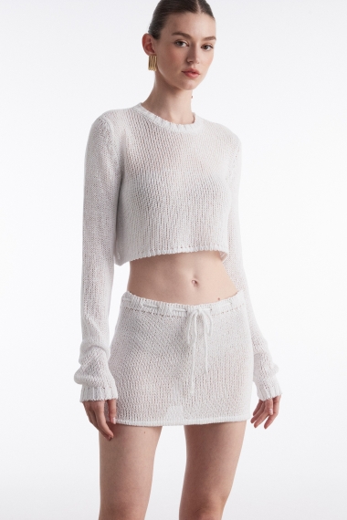 Product Image: VOYAGE KNITTED CROP TOP WHITE