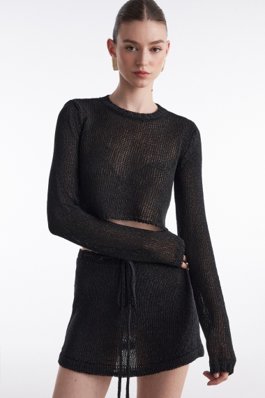 Product Image: VOYAGE KNITTED CROP TOP BLACK