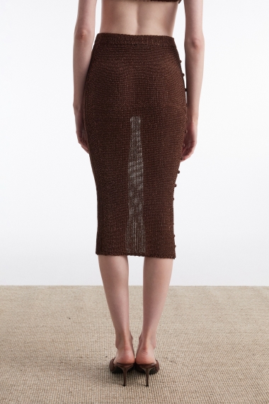 Product Image: VOYAGE KNITTED MIDI SKIRT BROWN