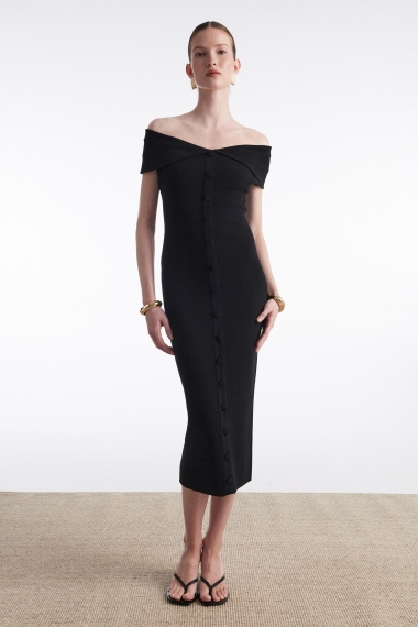 Product Image: FINE LINE MIDI DRESS BLACK