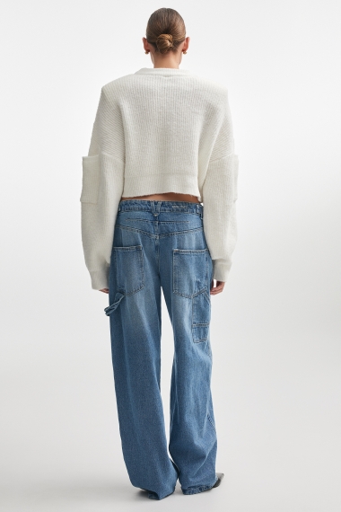 Product Image: DONNA KNITTED CROPPED BLOUSE WHITE