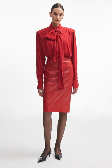 Product Image: LONDON LEATHER SKIRT RED
