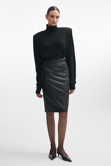Product Image: LONDON LEATHER SKIRT BLACK