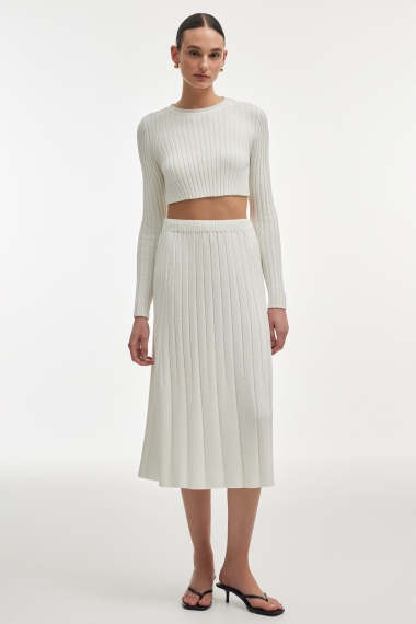 Product Image: FEMME KNITTED CROP TOP WHITE