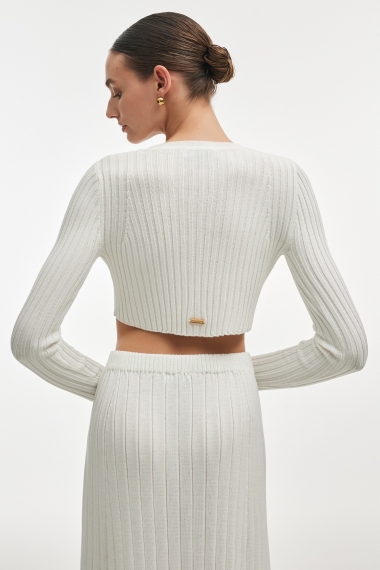 Product Image: FEMME KNITTED CROP TOP WHITE