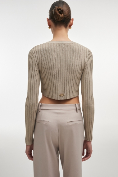 Product Image: FEMME KNITTED CROP TOP GREIGE