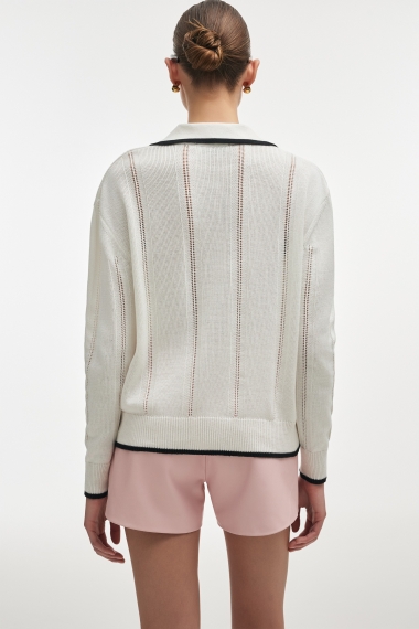 Product Image: LAUREN KNITTED BLOUSE WHITE/BLACK