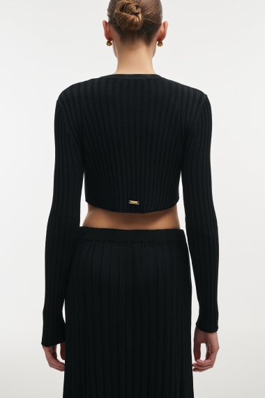 Product Image: FEMME KNITTED CROP TOP BLACK