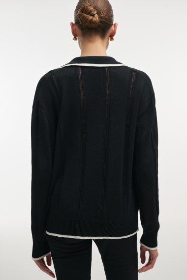Product Image: LAUREN KNITTED BLOUSE BLACK/WHITE