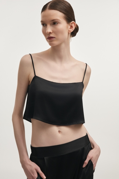 Product Image: NAIA SILK CROP TOP BLACK