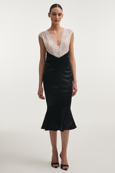 Product Image: NAIA SILK MIDI DRESS BLACK