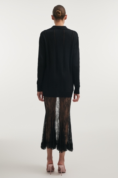 Product Image: LAUREN KNITTED LONG BLOUSE BLACK