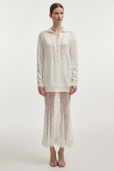 Product Image: LAUREN KNITTED LONG BLOUSE WHITE