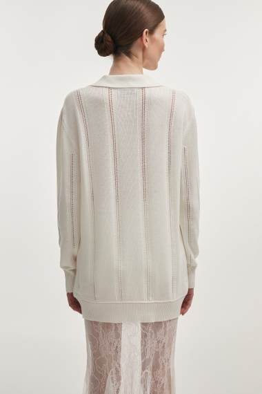 Product Image: LAUREN KNITTED LONG BLOUSE WHITE