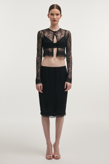 Product Image: NAIA SILK MIDI SKIRT BLACK
