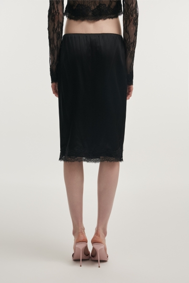 Product Image: NAIA SILK MIDI SKIRT BLACK