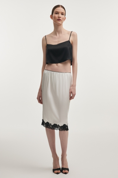 Product Image: NAIA SILK MIDI SKIRT WHITE