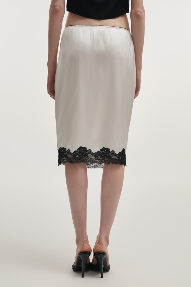 Product Image: NAIA SILK MIDI SKIRT WHITE