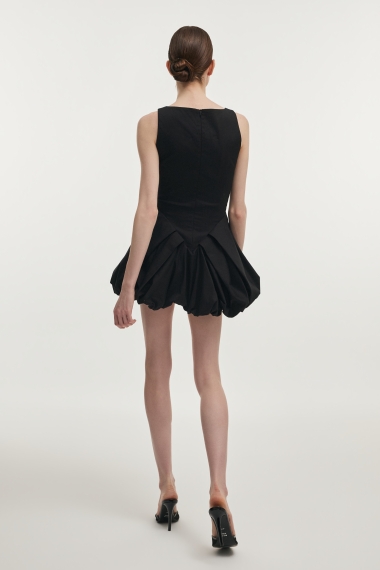 Product Image: HIBISCUS BUBBLE MINI DRESS BLACK
