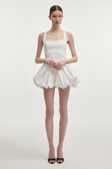 Product Image: HIBISCUS BUBBLE MINI DRESS WHITE
