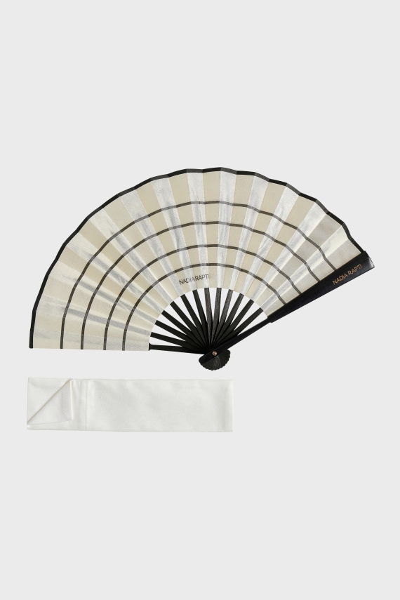 CREAM STRIPE FOLDING FAN