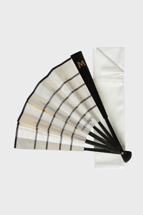 CREAM STRIPE FOLDING FAN
