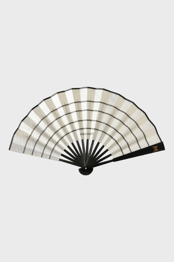 CREAM STRIPE FOLDING FAN