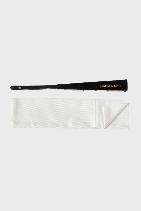 CREAM STRIPE FOLDING FAN