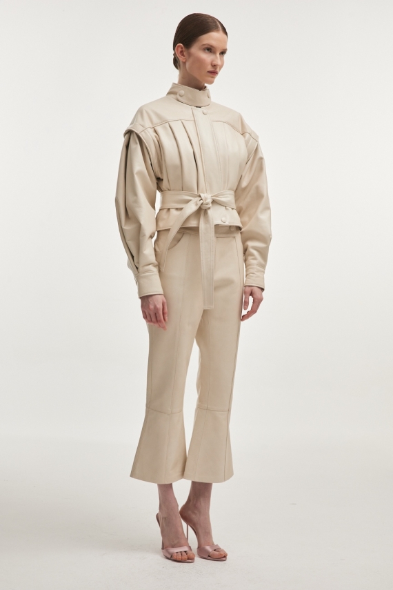 TEMPEST LEATHER CAPRI TROUSERS OFFWHITE