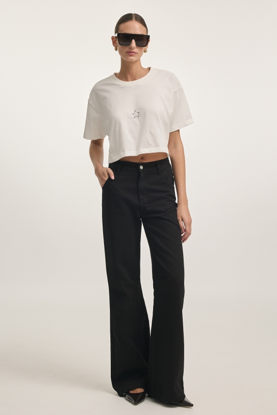 HOLLYWOOD CROP T-SHIRT OFF WHITE