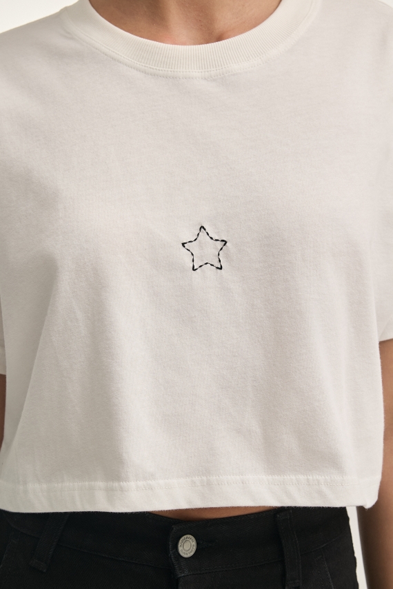 HOLLYWOOD CROP T-SHIRT OFF WHITE