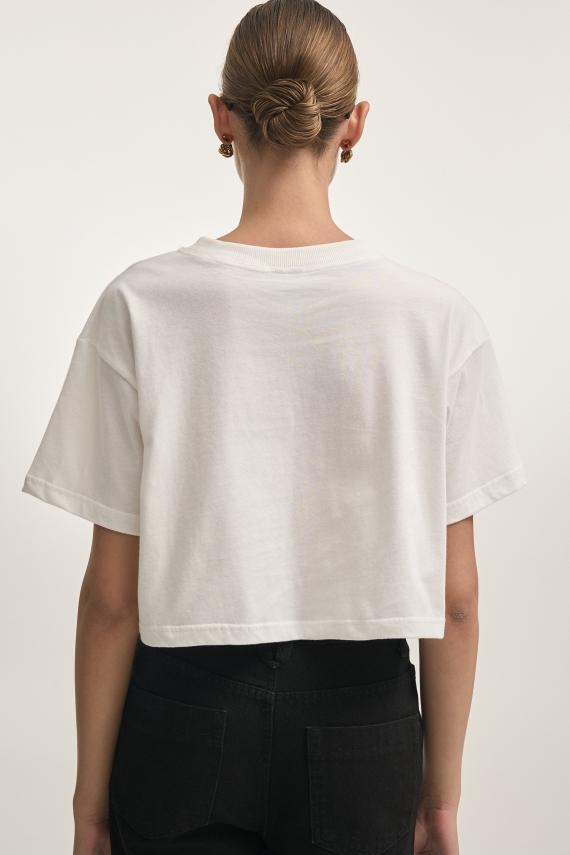 HOLLYWOOD CROP T-SHIRT OFF WHITE
